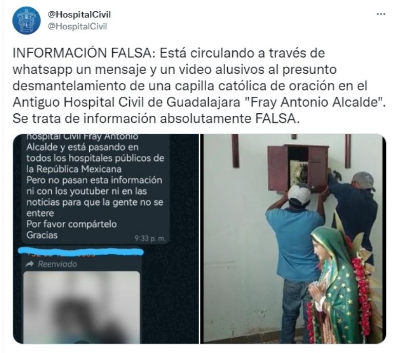 Falso, no están desmantelando capillas en todos los hospitales públicos de México